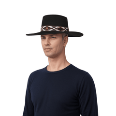 Men’s Vintage Classic Wide Brim Flat Top Hat with Adjustable Fit - hatsXcaps