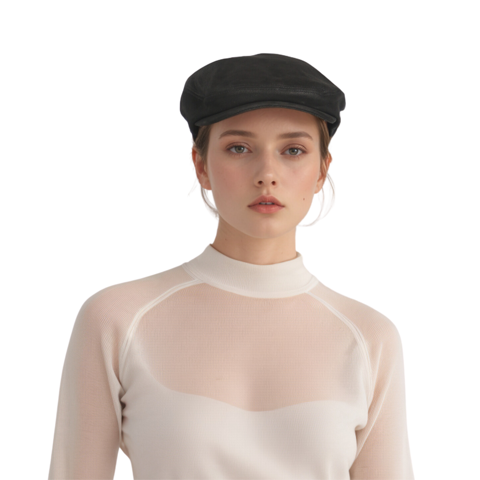 Unisex Sheepskin Leather Flat Cap with Cotton Lining - hatsXcaps