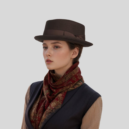 Unisex Wool Felt Pork Pie Hat Crush-able Water-Resistant - hatsXcaps