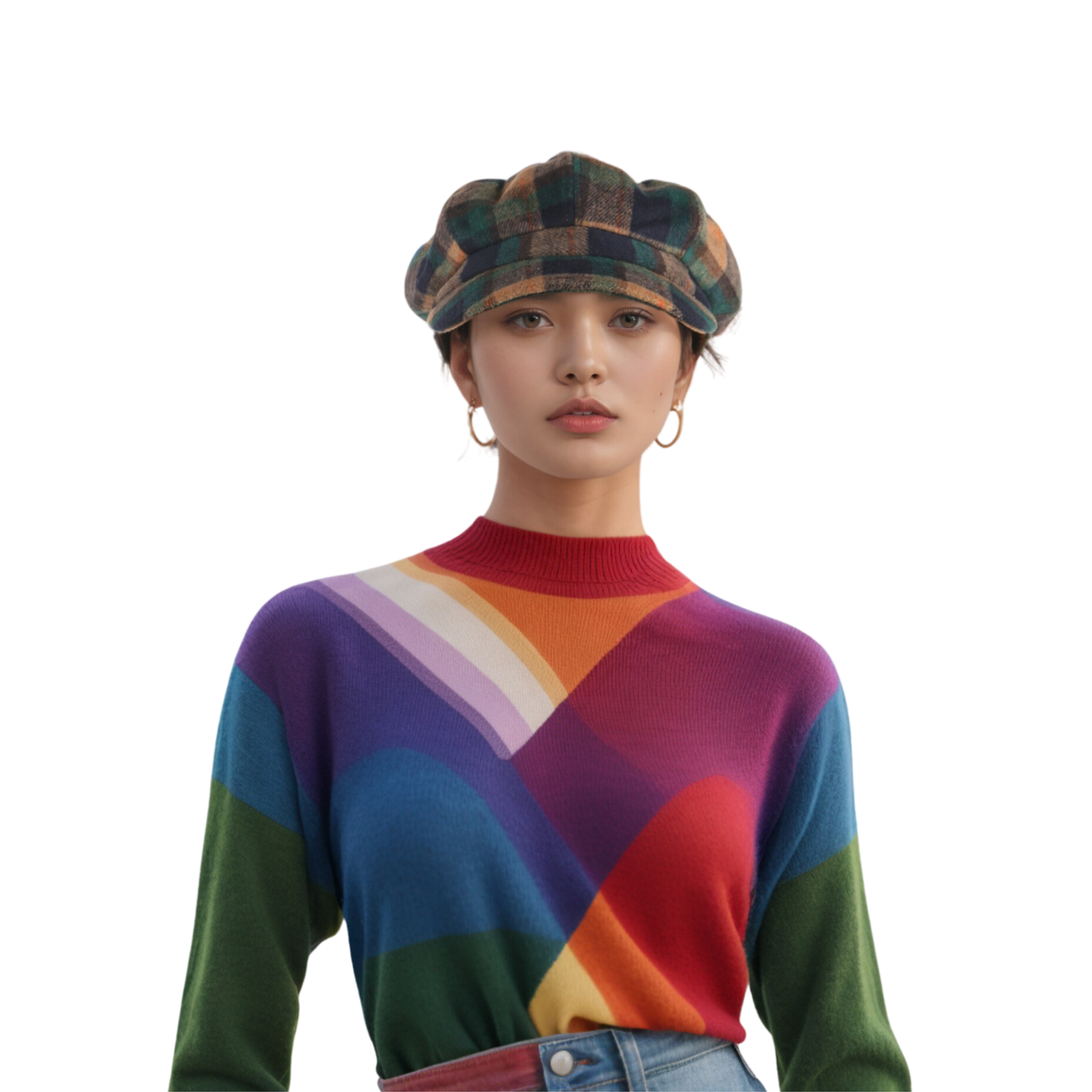 Plaid Wool Blend Fiddler Caps for Women