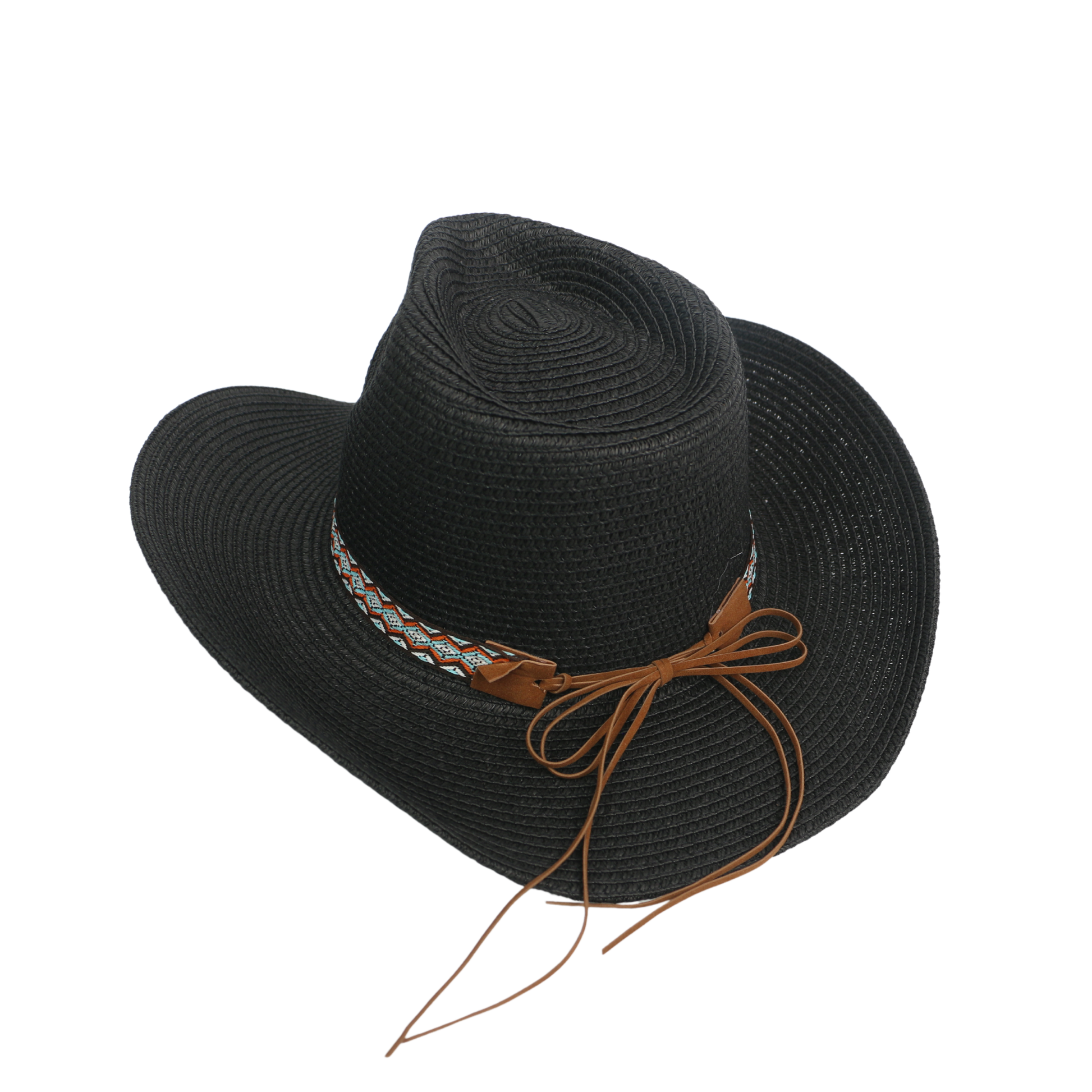 Men's & Women's Straw Cowboy Hat with Bohemian Ribbon - hatsXcaps
