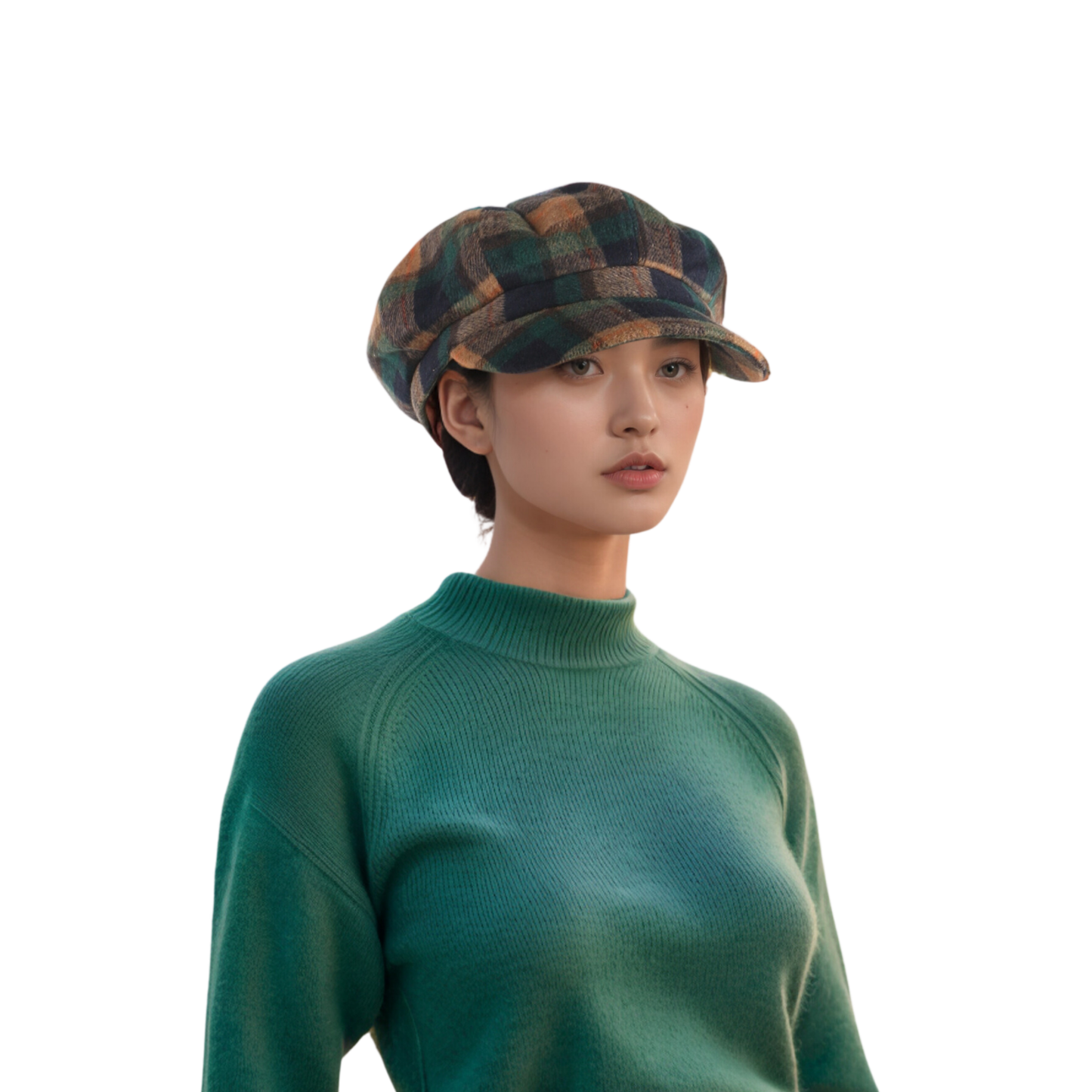 Plaid Wool Blend Fiddler Caps for Women