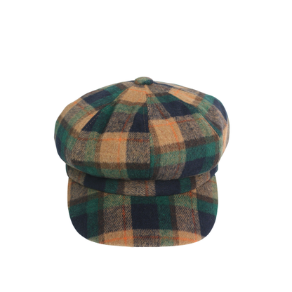 Plaid Wool Blend Fiddler Caps for Women