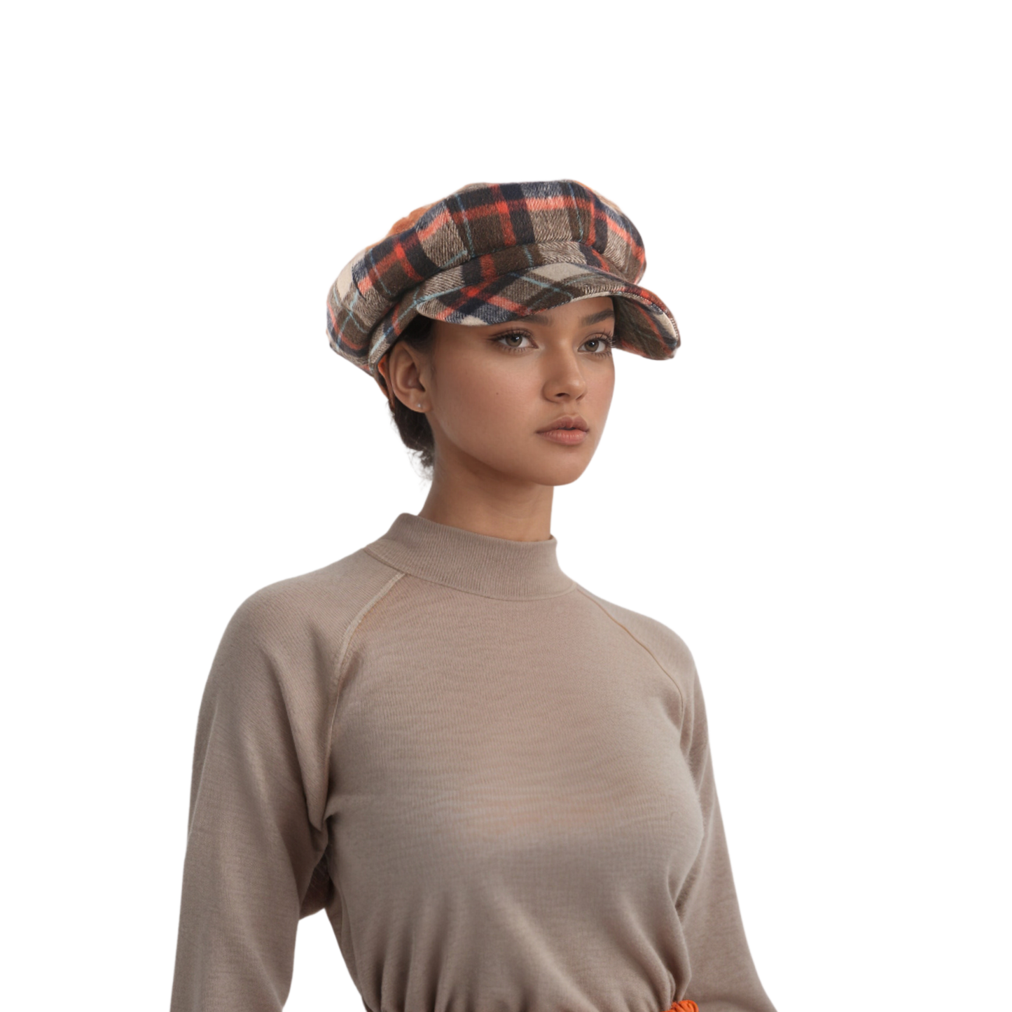 Plaid Wool Blend Fiddler Caps for Women