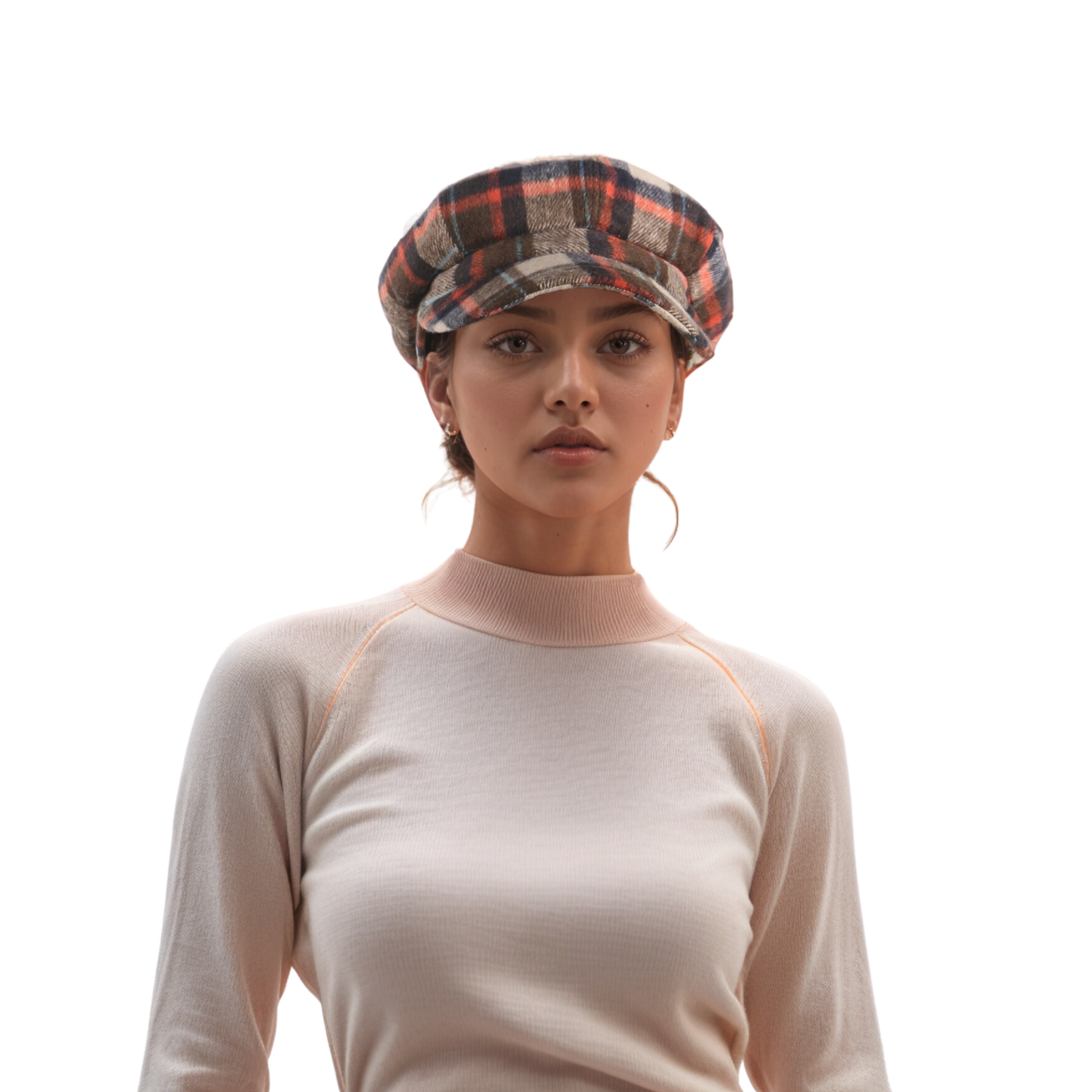 Plaid Wool Blend Fiddler Caps for Women