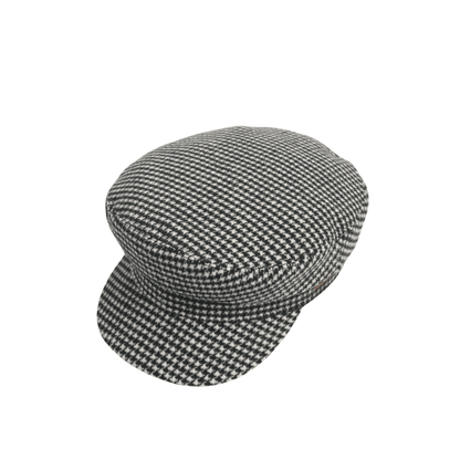 Womens Wool Fiddler Cap with Houndstooth Pattern - hatsXcaps