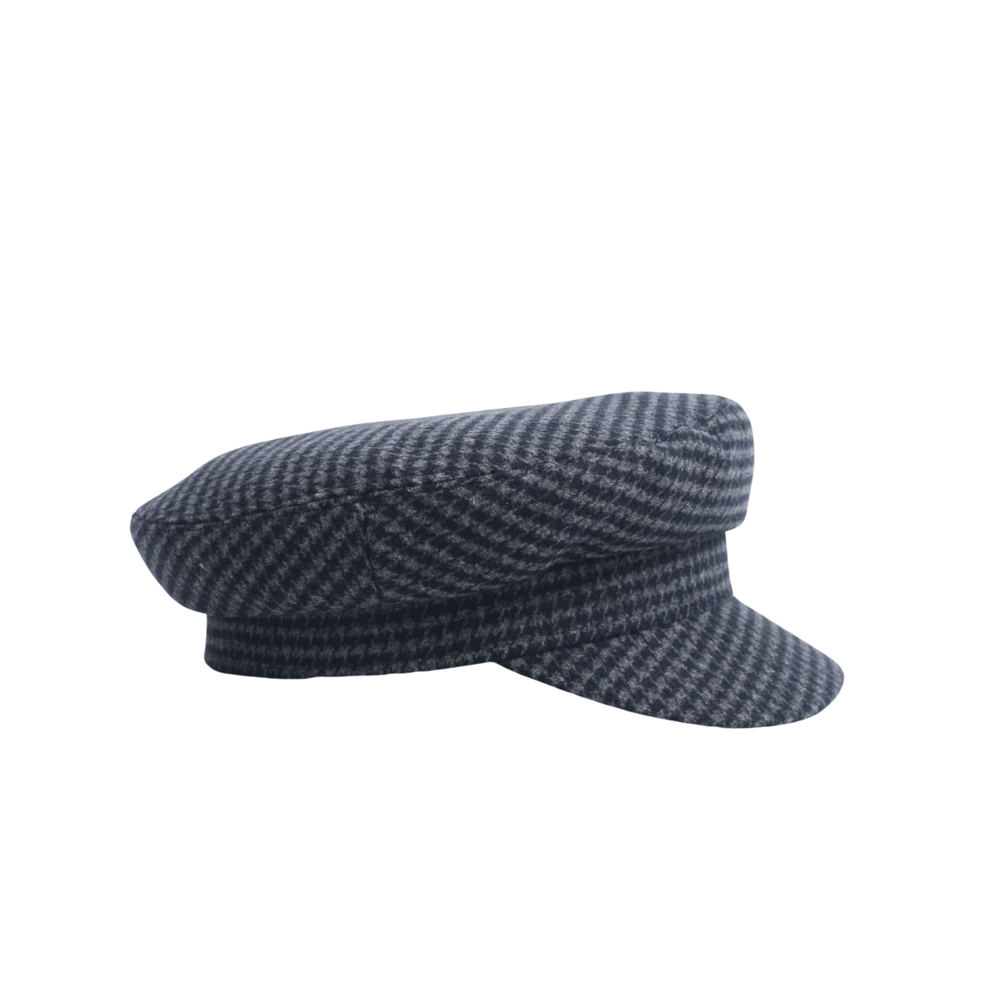 Womens Wool Fiddler Cap with Houndstooth Pattern - hatsXcaps