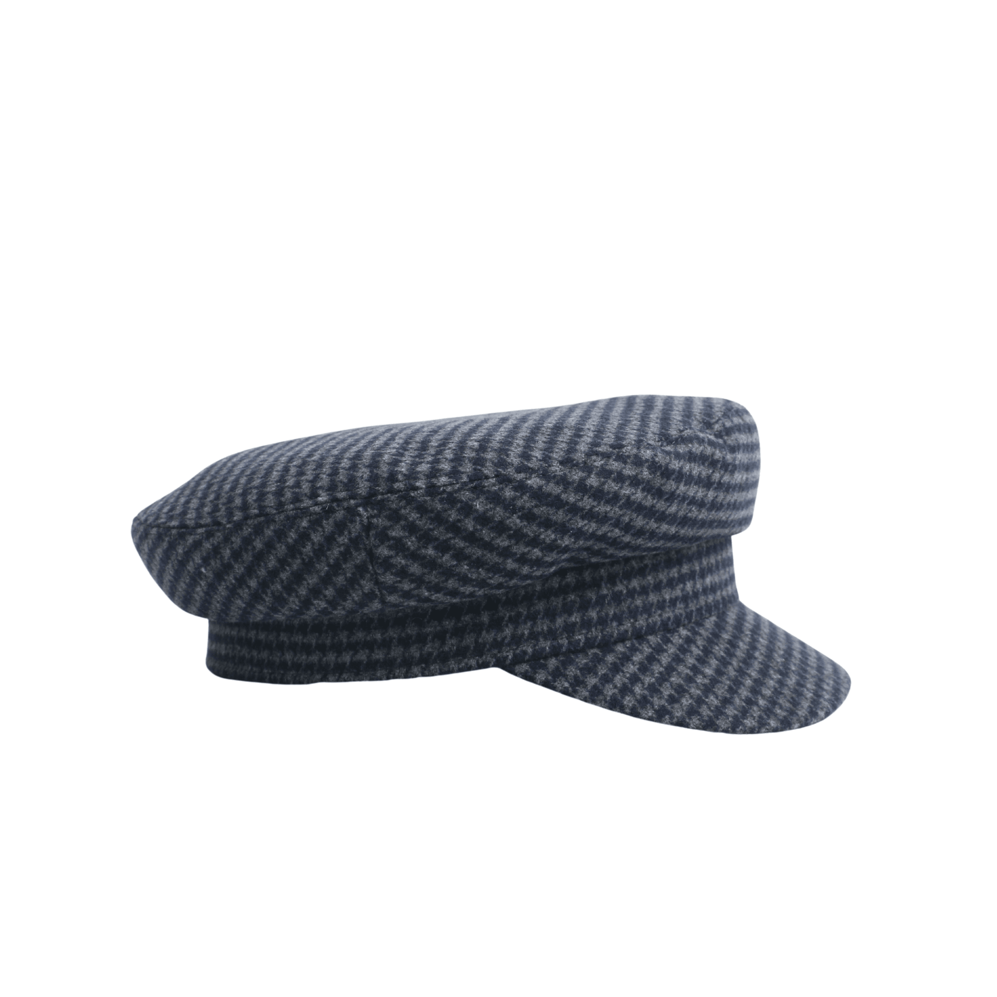 Womens Wool Fiddler Cap with Houndstooth Pattern - hatsXcaps