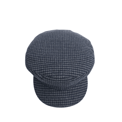 Womens Wool Fiddler Cap with Houndstooth Pattern - hatsXcaps