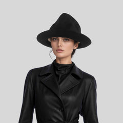 Oversized Mountain Black Wool Felt Top Hat - hatsXcaps