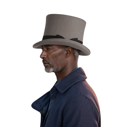 Classic Black Bow Wool felt Victoria Top Hats for Men and Women - hatsXcaps