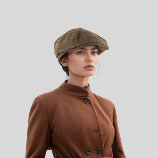 Green 8 Panel Unisex Newsboy Cap - hatsXcaps