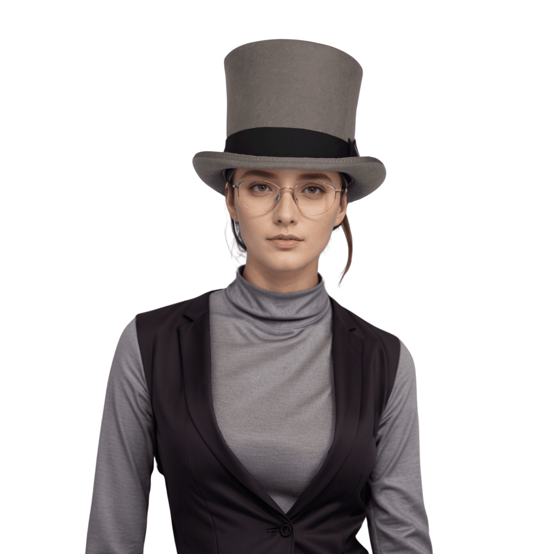 Classic Black Bow Wool felt Victoria Top Hats for Men and Women - hatsXcaps