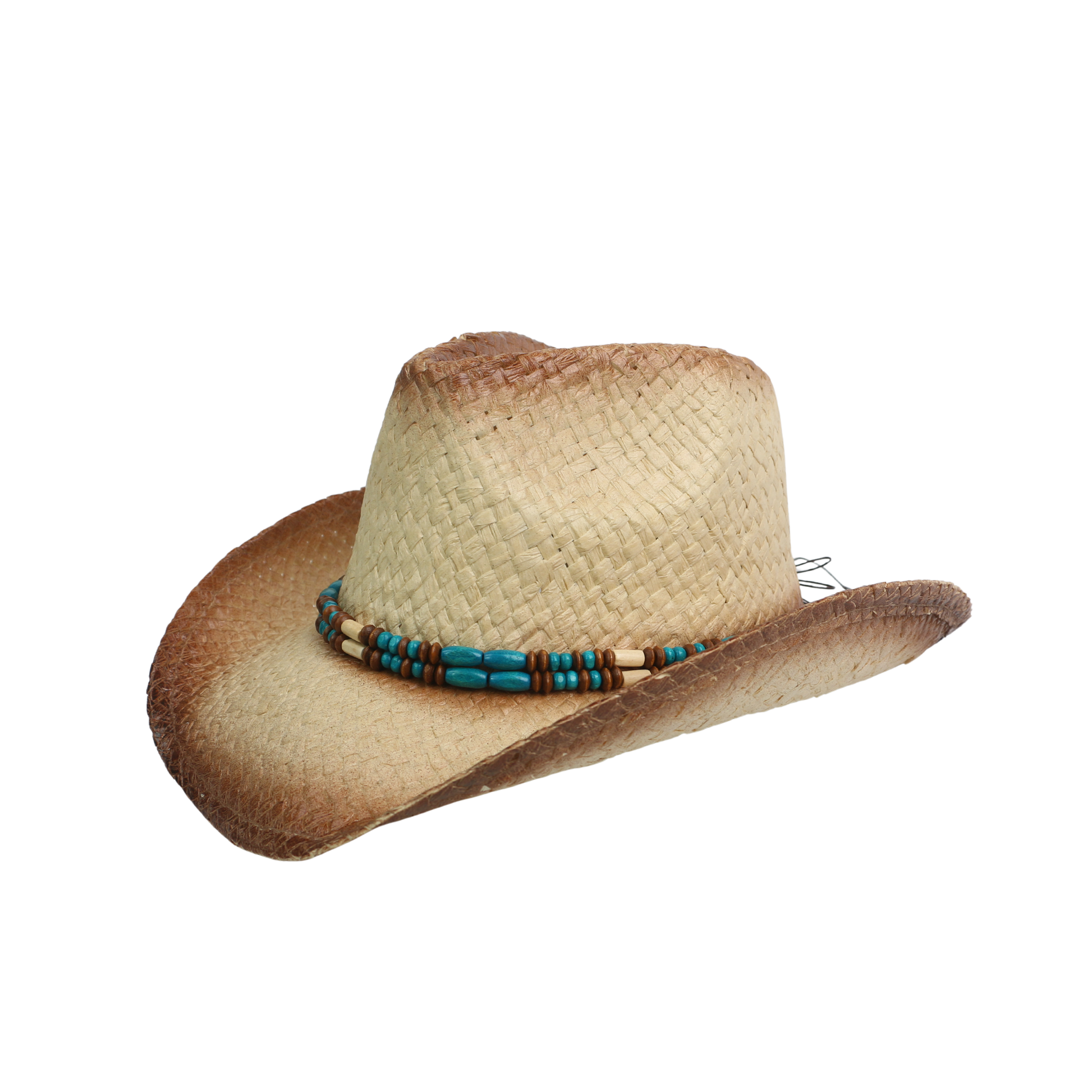 Straw Cowboy Hat for Women & Men Summer Hat with Turquoise - hatsXcaps