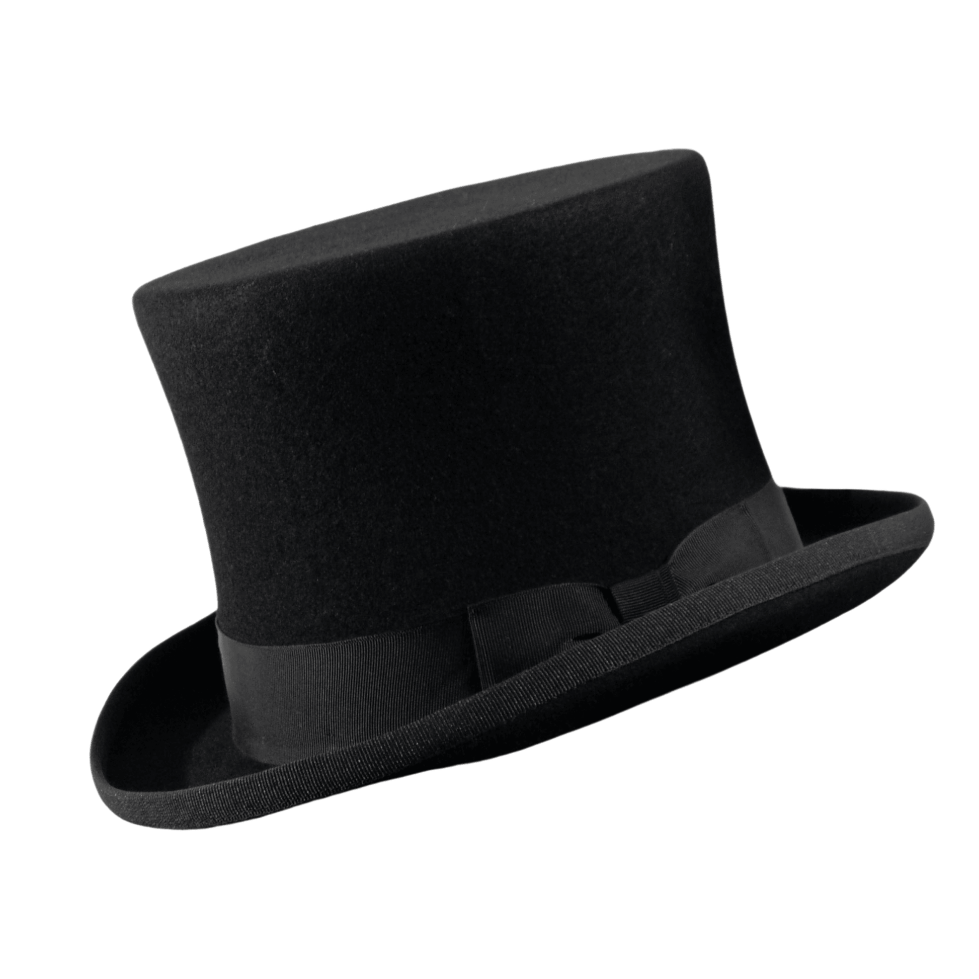 Classic Black Bow Wool felt Victoria Top Hats for Men and Women - hatsXcaps