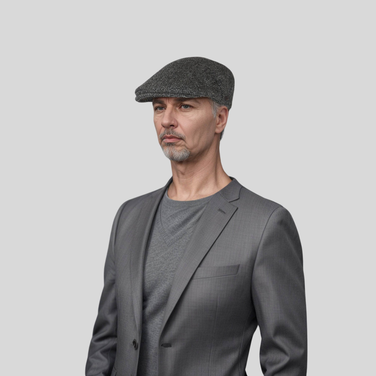 Unisex Flat Cap Pure Wool Herringbone Tweed Newsboy - hatsXcaps