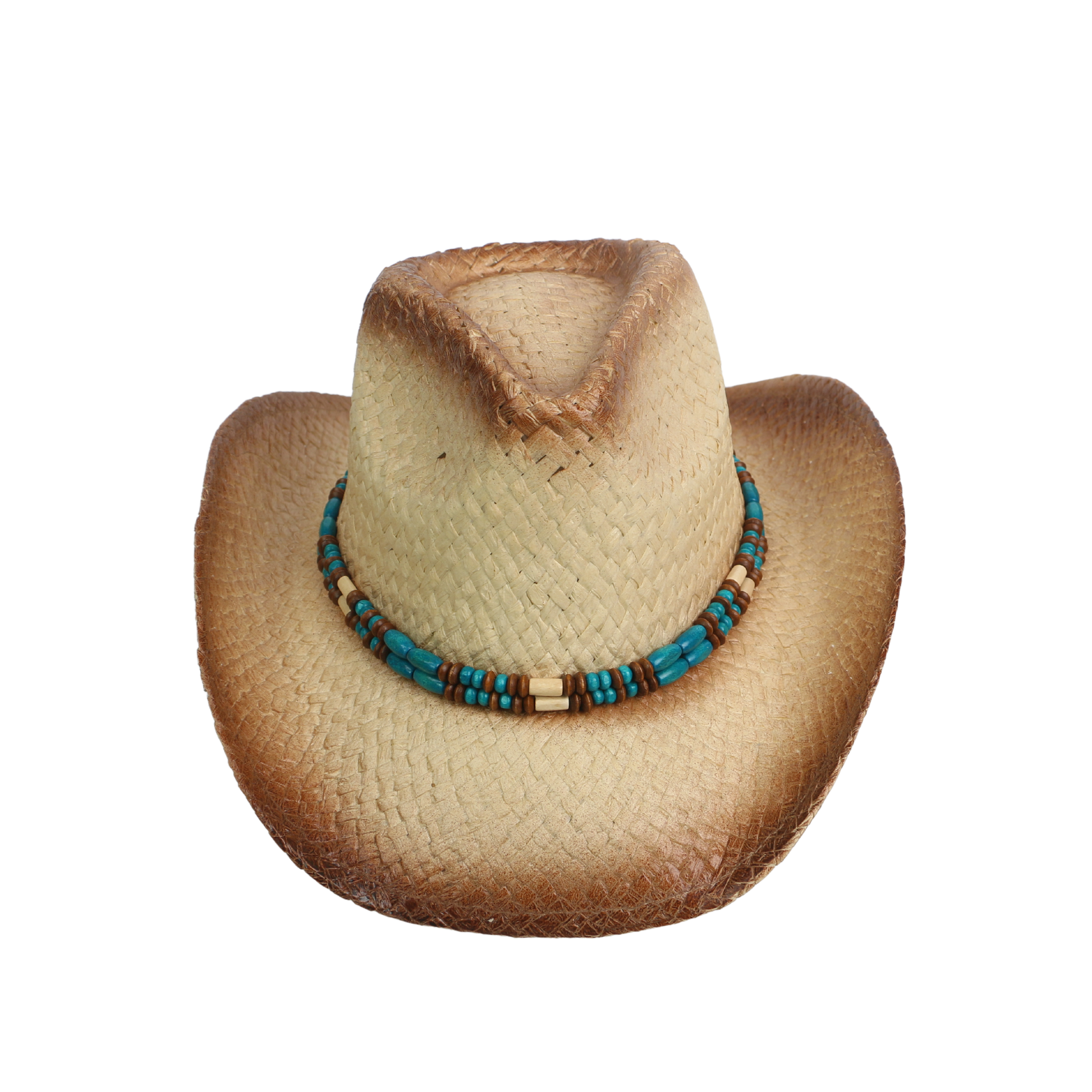 Straw Cowboy Hat for Women & Men Summer Hat with Turquoise - hatsXcaps