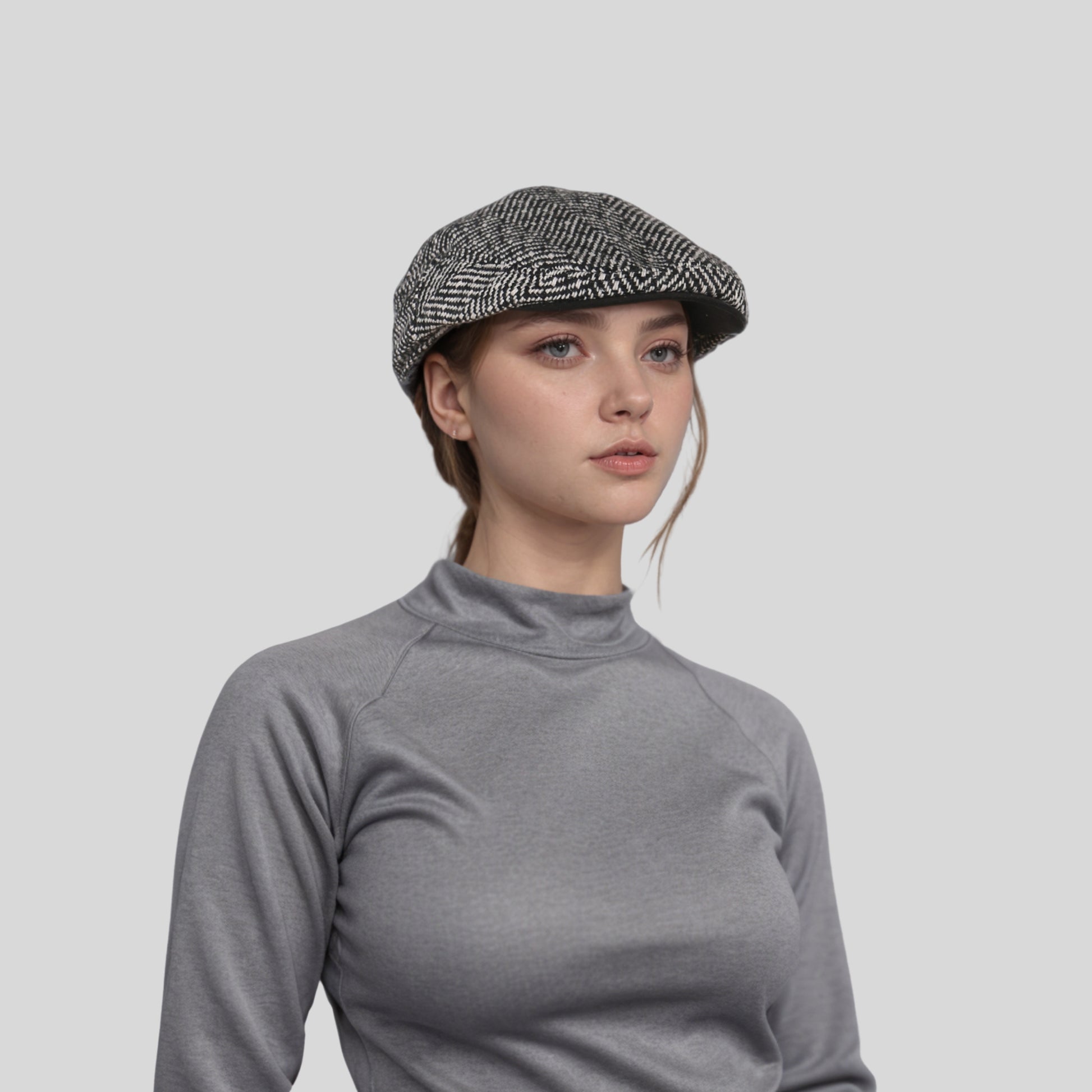 Classic Black & White Tweed Hat for Casual & Formal Wear