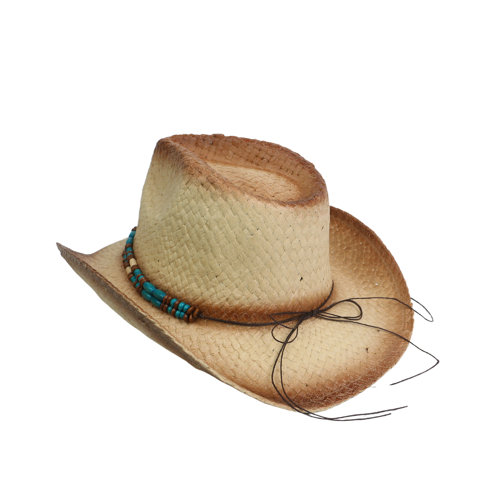 Straw Cowboy Hat for Women & Men Summer Hat with Turquoise - hatsXcaps