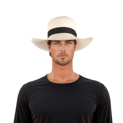 White Ecuadorian Natural Straw Paja Toquilla Panama Hat - hatsXcaps