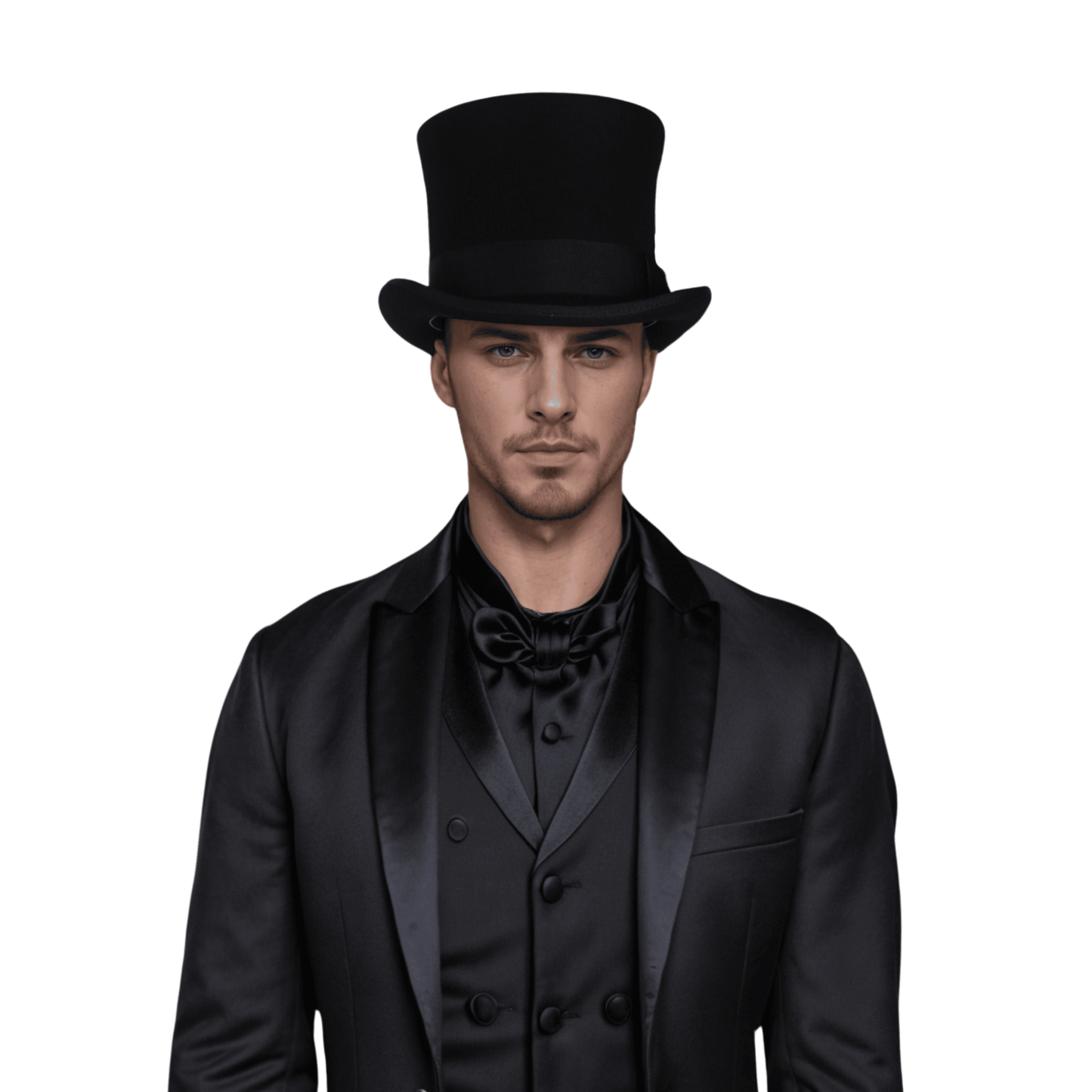 Classic Black Bow Wool felt Victoria Top Hats for Men and Women - hatsXcaps