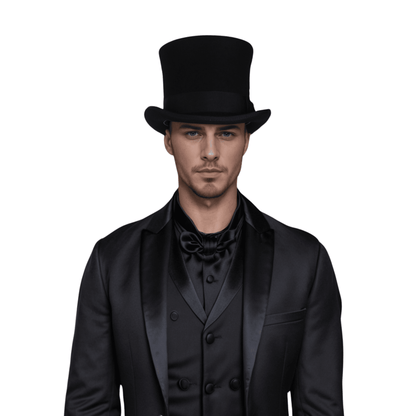 Classic Black Bow Wool felt Victoria Top Hats for Men and Women - hatsXcaps