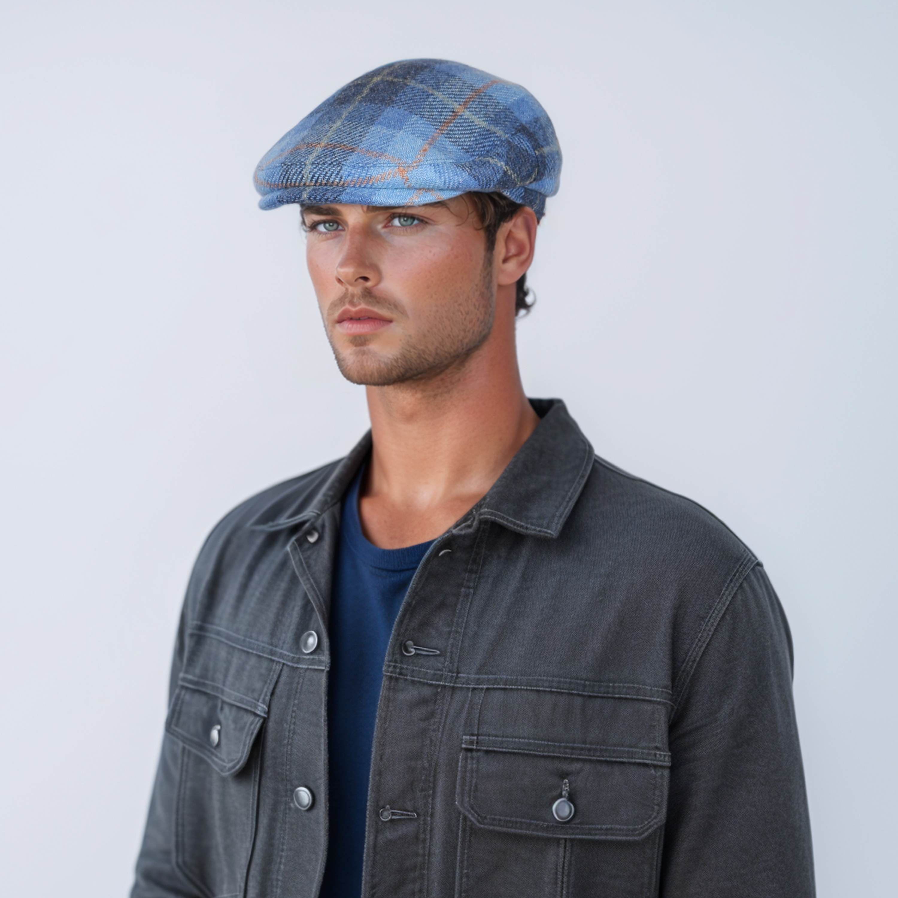 Scottish Wool Flat Cap, Harris Tweed Peaky Blinders Style Cap - hatsXcaps