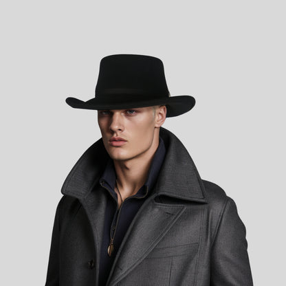 Wool Felt Gambler Hat, Wide Brim Cowboy Hat