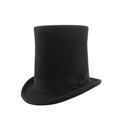 Classic High Crown Wool Felt Tall Top Hats with Removable Feather - hatsXcaps