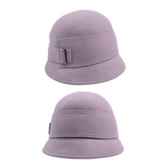 Winter Felt Bowler Derby Hat with Upturned Brim - hatsXcaps