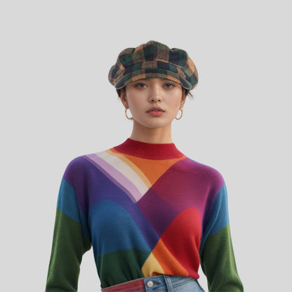 Plaid Wool Blend Fiddler Caps for Women
