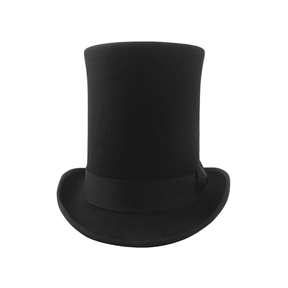 Classic High Crown Wool Felt Tall Top Hats with Removable Feather - hatsXcaps