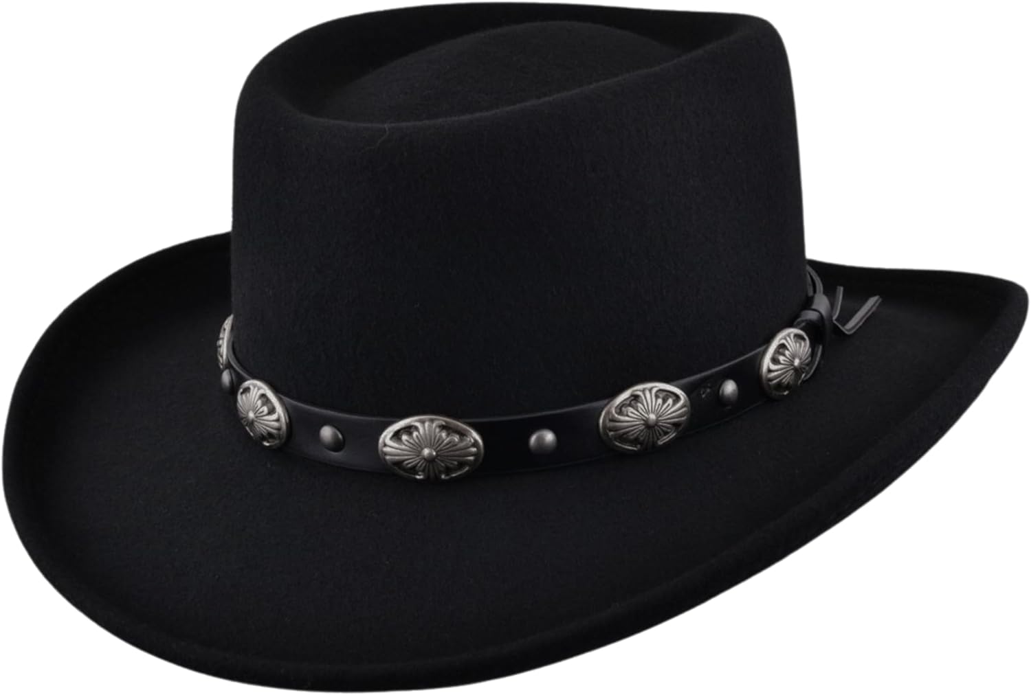 hatsXcaps Wool Gambler Cowboy Hat for Men & Women | Wide Brim, Crushable Western Hat with Sweatband & Satin Band | Classic Outdoor Sun Protection Hat for Travel, Hiking, and Casual Wear