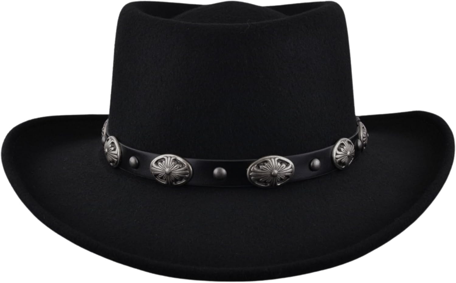hatsXcaps Wool Gambler Cowboy Hat for Men & Women | Wide Brim, Crushable Western Hat with Sweatband & Satin Band | Classic Outdoor Sun Protection Hat for Travel, Hiking, and Casual Wear