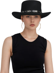 hatsXcaps Wool Gambler Cowboy Hat for Men & Women | Wide Brim, Crushable Western Hat with Sweatband & Satin Band | Classic Outdoor Sun Protection Hat for Travel, Hiking, and Casual Wear