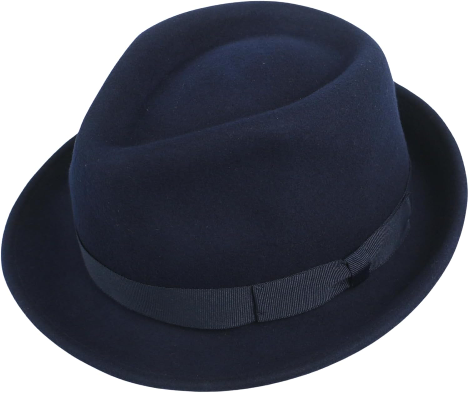 hatsXcaps Classic Wool Trilby Fedora Hat - Unisex Short Brim Teardrop Crown, Packable 90s Style Short Brim Fedora Hat (100% Wool)