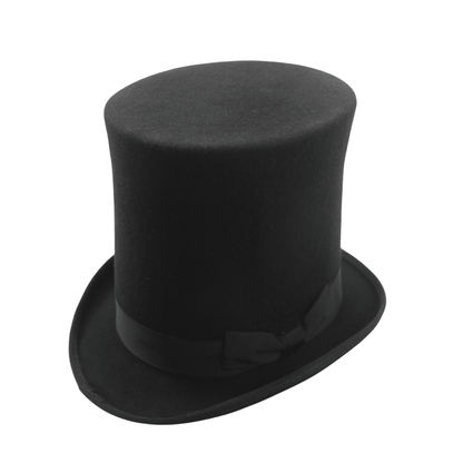 Classic High Crown Wool Felt Tall Top Hats with Removable Feather - hatsXcaps