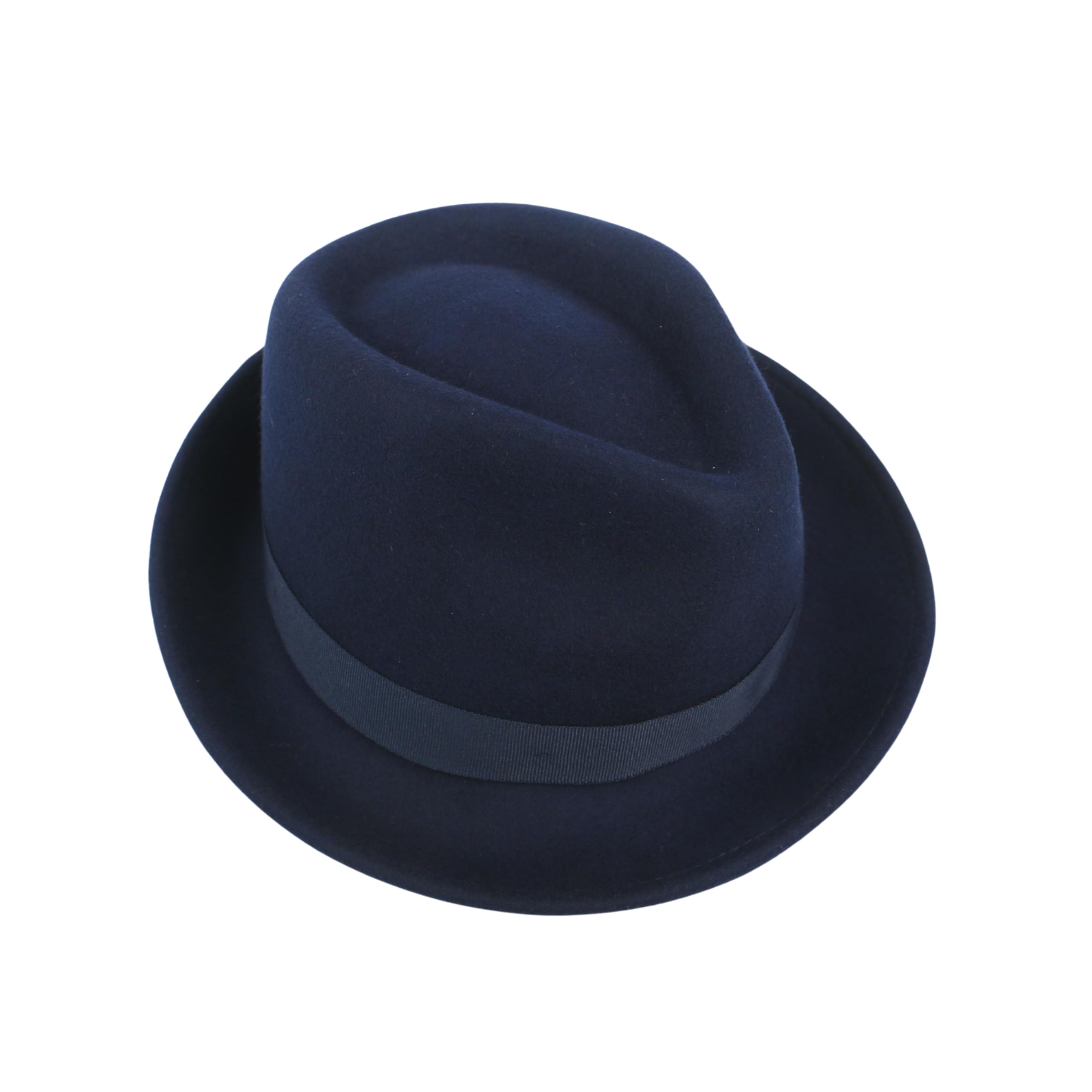 hatsXcaps Classic Wool Trilby Fedora Hat - Unisex Short Brim Teardrop Crown, Packable 90s Style Short Brim Fedora Hat (100% Wool)