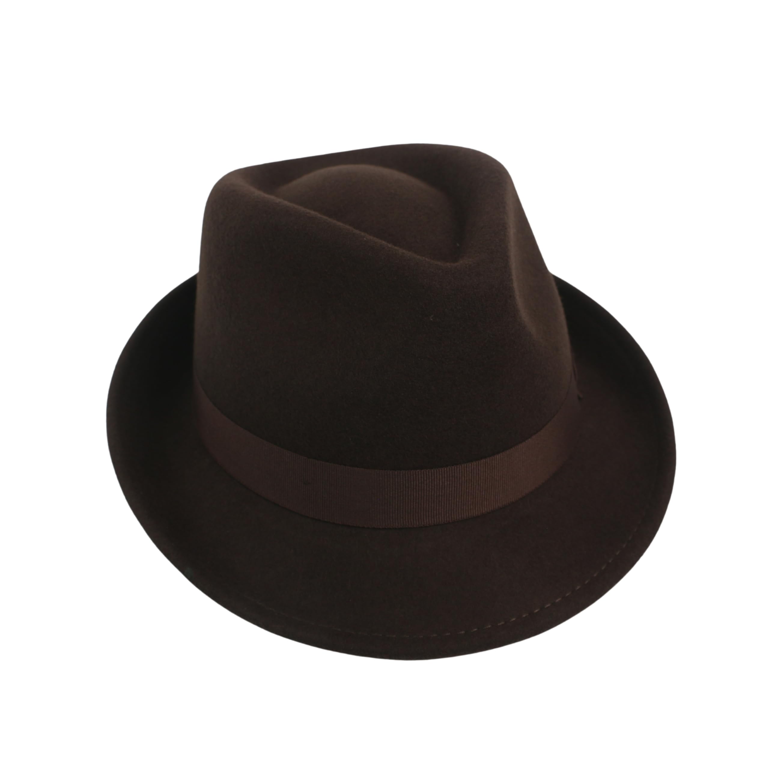 hatsXcaps Classic Wool Trilby Fedora Hat - Unisex Short Brim Teardrop Crown, Packable 90s Style Short Brim Fedora Hat (100% Wool)