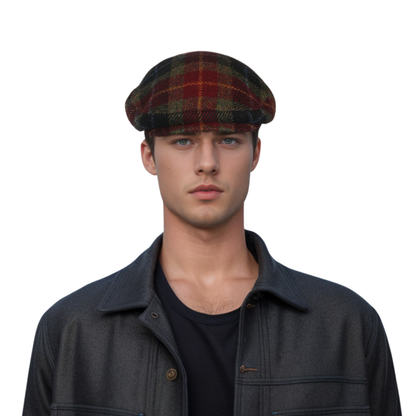 Unisex Scottish Classic Plaid Ivy Wool Flat Cap - hatsXcaps