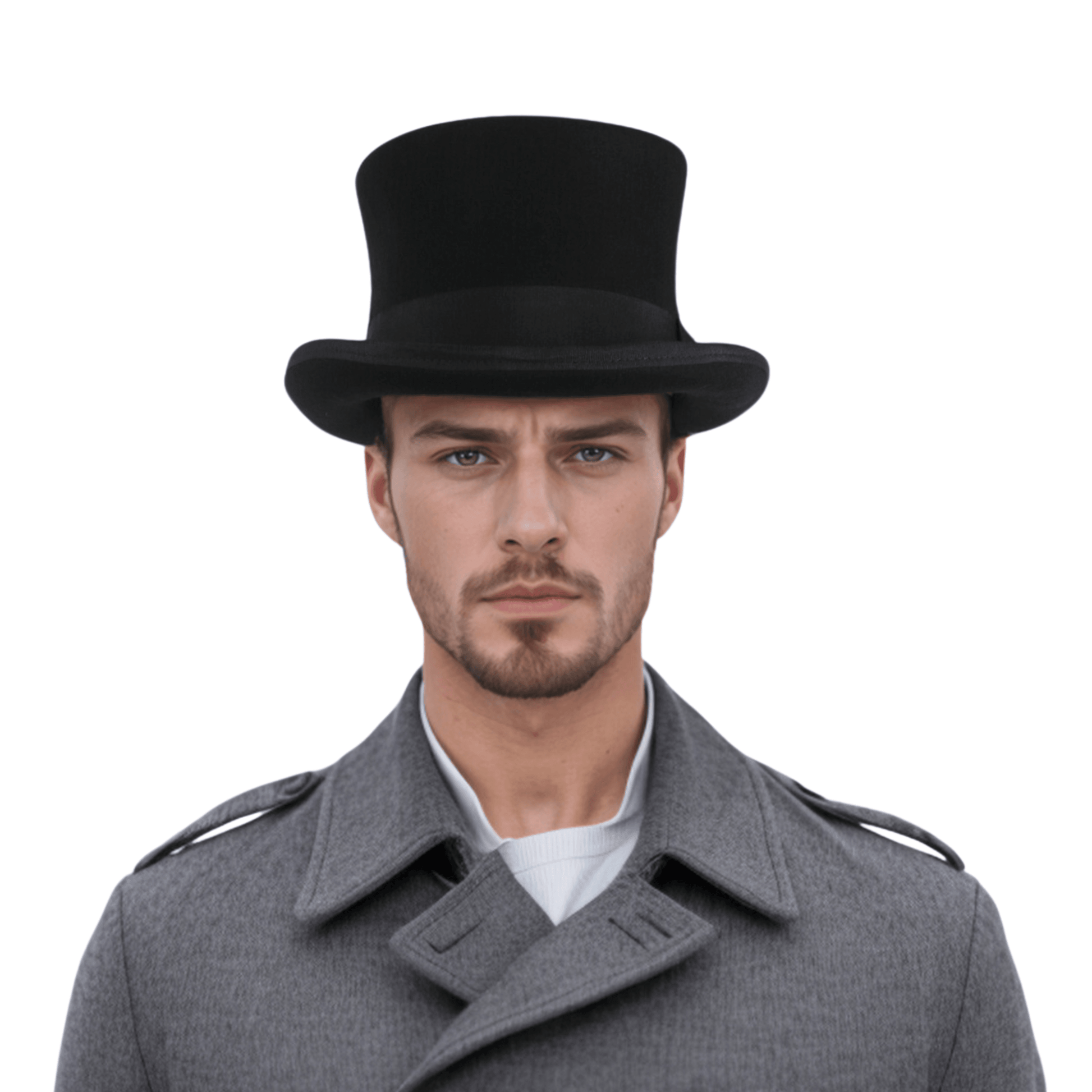 Victorian Style Wool Felt Crushable Top Hat for Men & Women - hatsXcaps