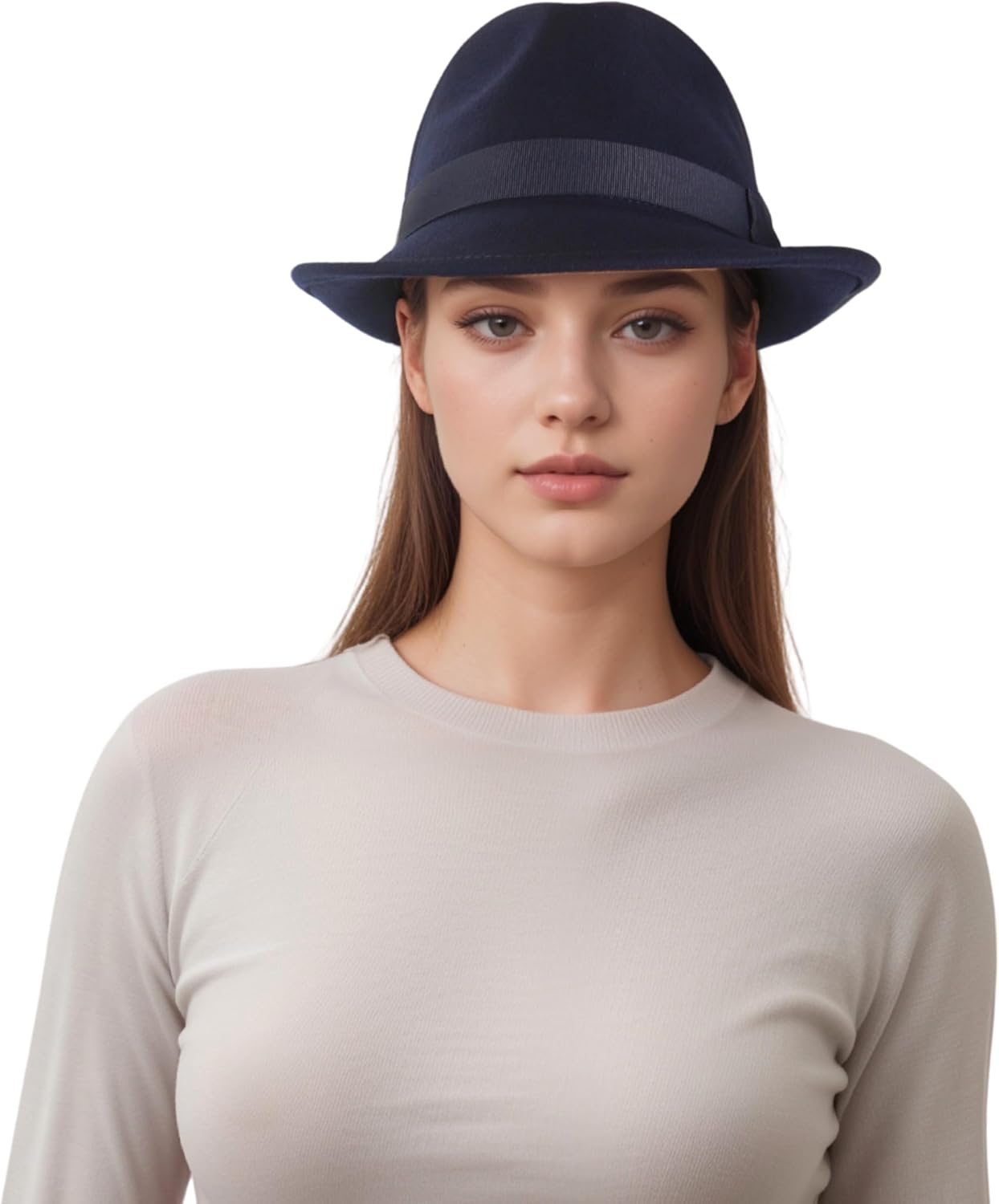 hatsXcaps Classic Wool Trilby Fedora Hat - Unisex Short Brim Teardrop Crown, Packable 90s Style Short Brim Fedora Hat (100% Wool)