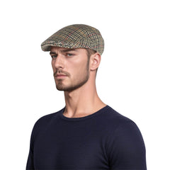 Unisex Dogtooth Check Tweed Flat Cap Lightweight & Comfortable - hatsXcaps