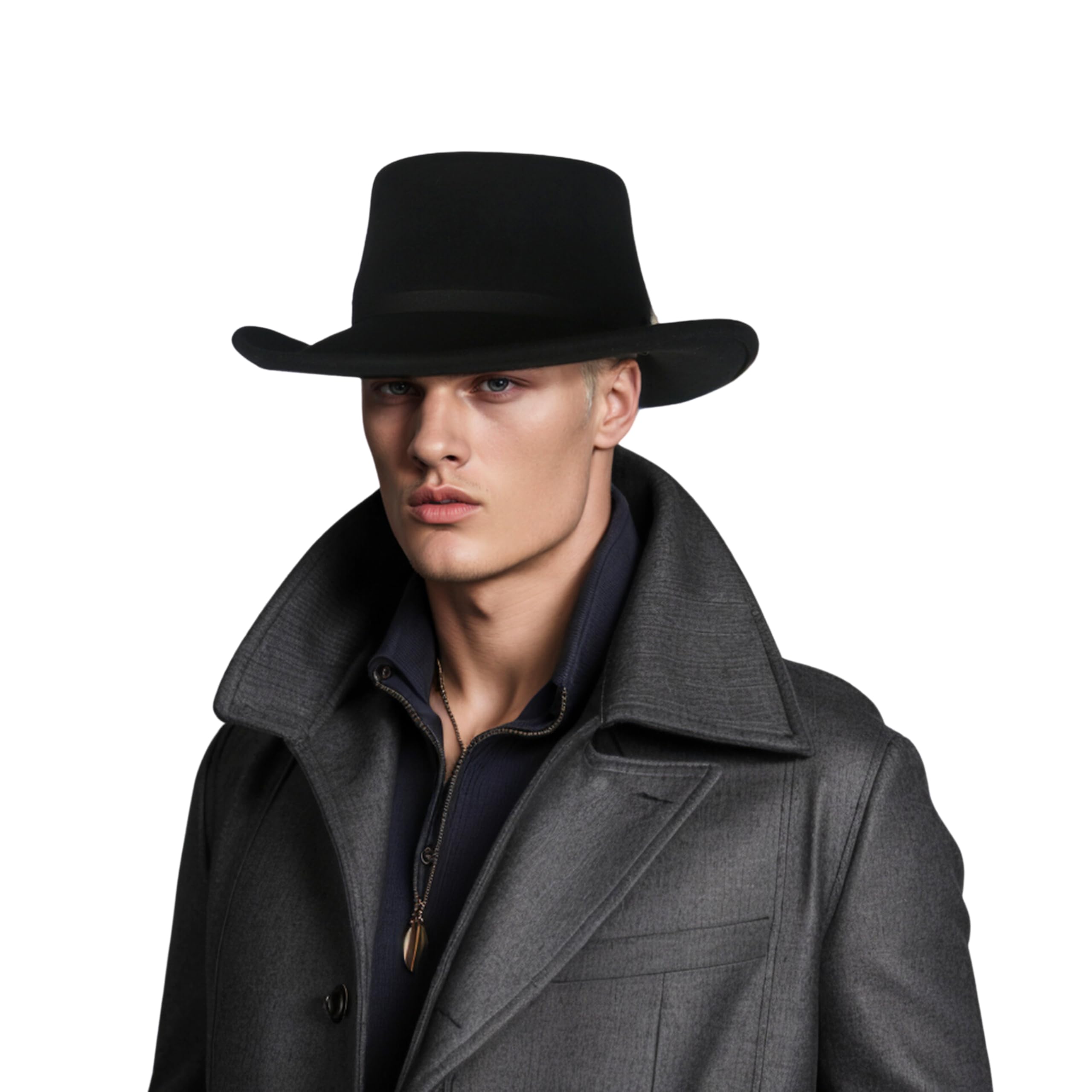 hatsXcaps Wool Gambler Cowboy Hat for Men & Women | Wide Brim, Crushable Western Hat with Sweatband & Satin Band | Classic Outdoor Sun Protection Hat for Travel, Hiking, and Casual Wear