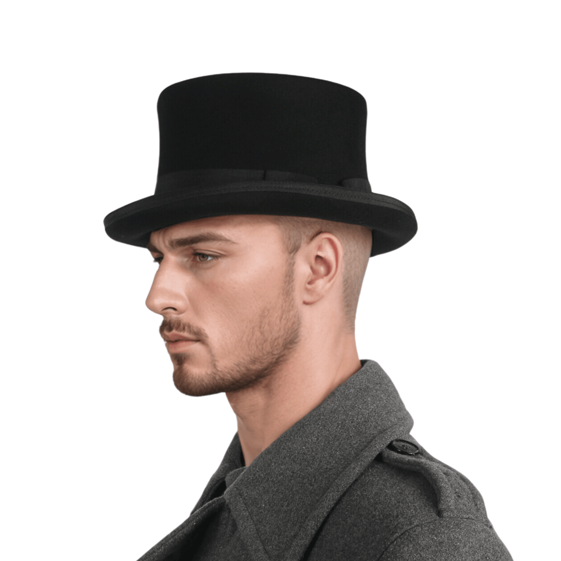 Victorian Style Wool Felt Crushable Top Hat for Men & Women - hatsXcaps