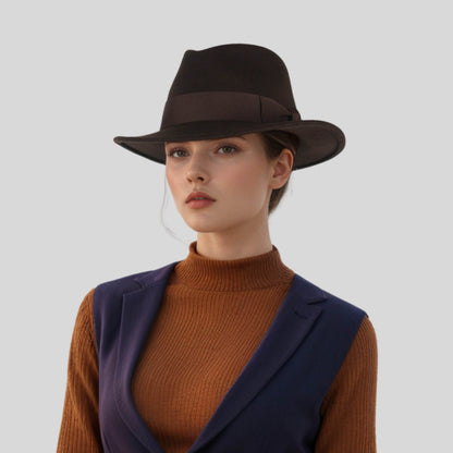 Classic Fedora Wide Brim Sweatband Hat for Men & Women - hatsXcaps