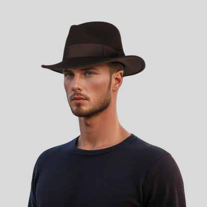 Classic Fedora Wide Brim Sweatband Hat for Men & Women - hatsXcaps
