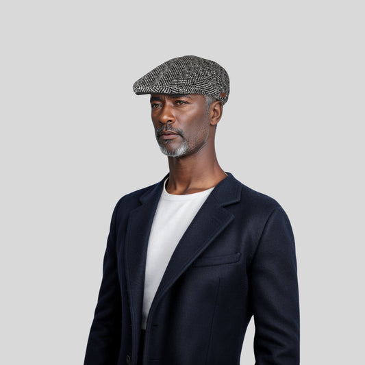 Classic Black & White Tweed Hat for Casual & Formal Wear