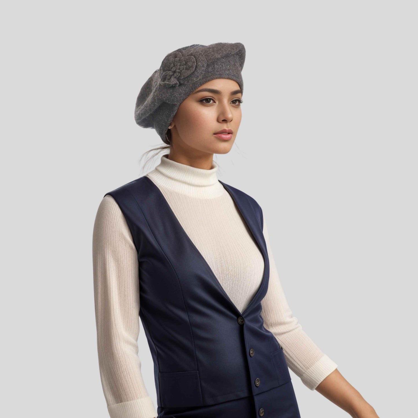 Elegant & Stylish Women's Floral Wool French Beret Hat - hatsXcaps