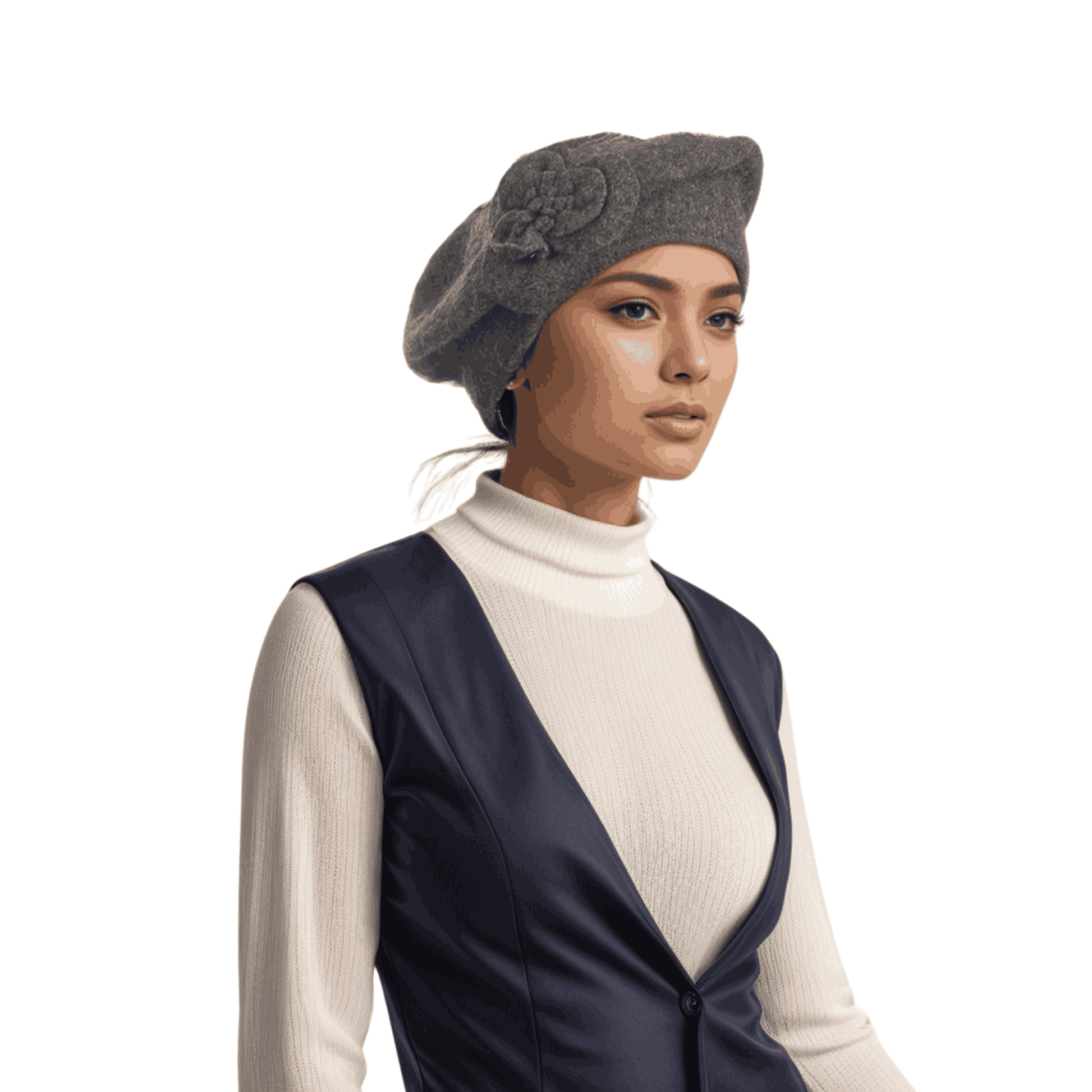 Elegant & Stylish Women's Floral Wool French Beret Hat - hatsXcaps